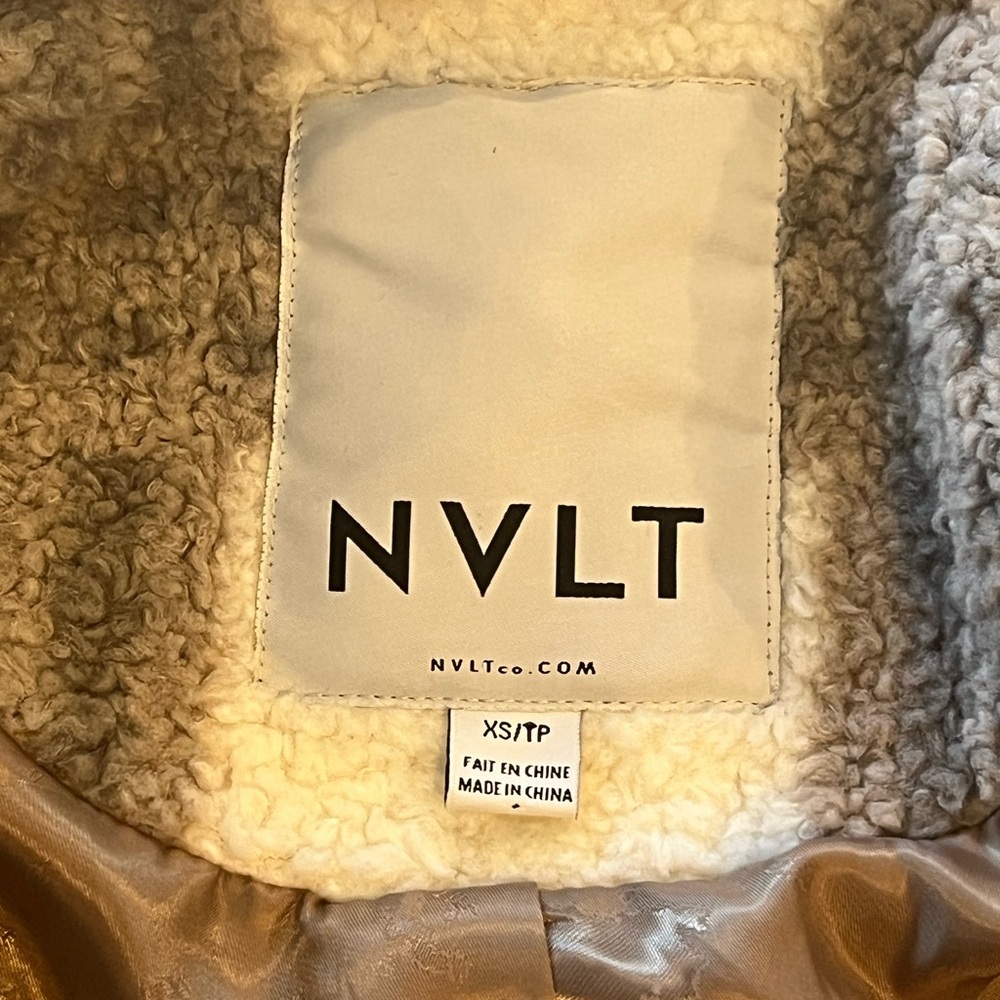 Anthropologie NVLT Tan Teddy Coat – Cream & Tan Windowpane – Size XS – EUC - Picture 2 of 10